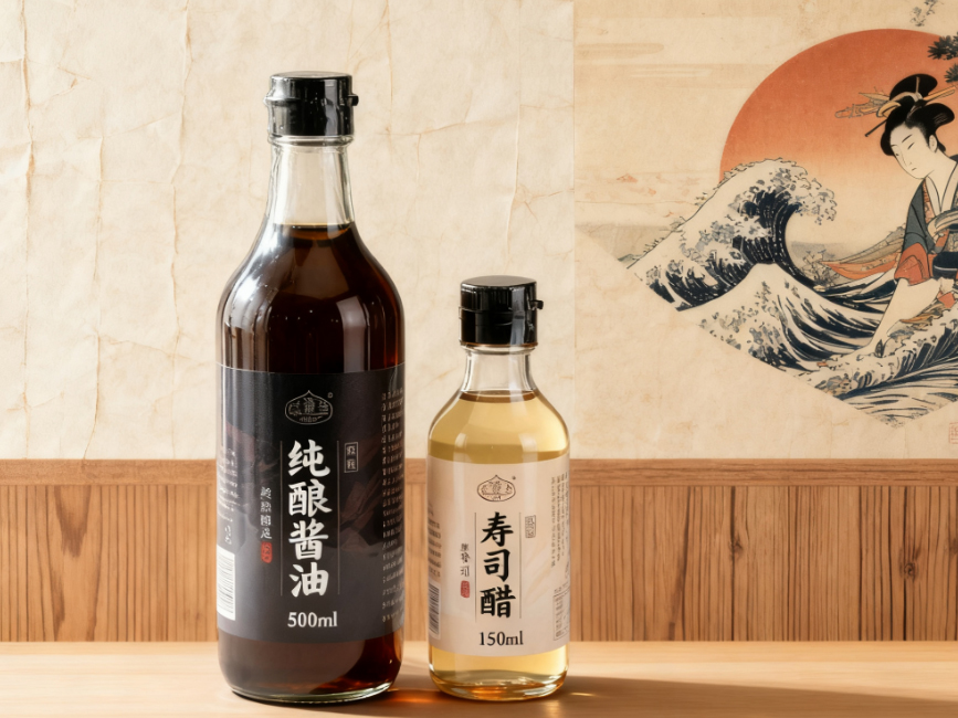 صلصة الصويا النقية النقية على الطراز الياباني وخل السوشي